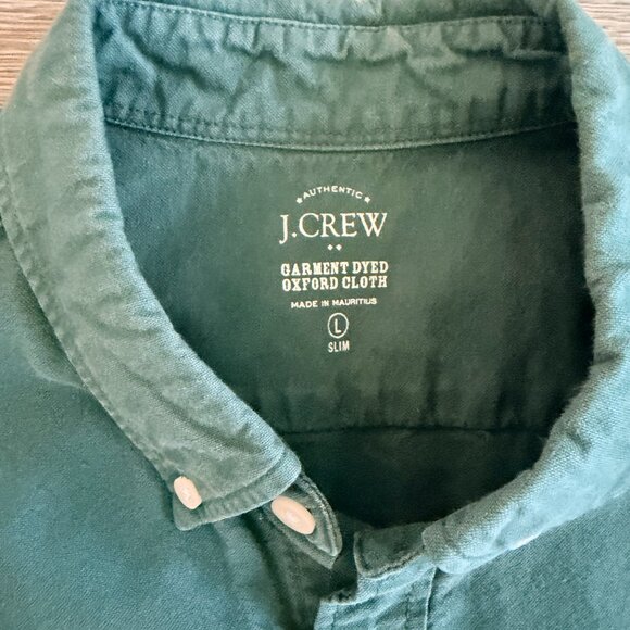 J.Crew Slim Fit Button-Up Shirt | Green Short Sleeve | Size Large - Picture 2 of 3